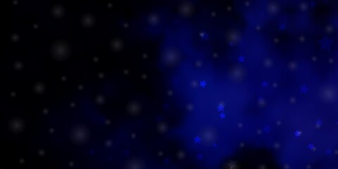 Dark BLUE vector background with colorful stars. Colorful illustration with abstract gradient stars. Pattern for new year ad, booklets.