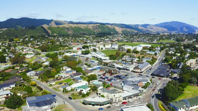 Aerial Drone shot of Raumati Beach