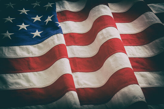 USA flag, US of America sign symbol background, closeup view