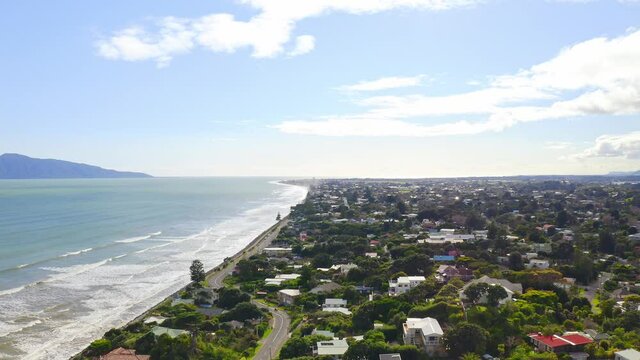 Drone shot of Kapiti Island and coastline