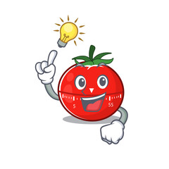 genius tomato kitchen timer Mascot character has an idea gesture