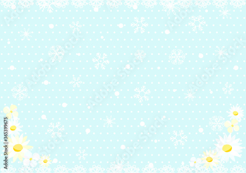 白いお花と雪の結晶の背景素材 Advertisement Wall Mural Advertiseme Kid A