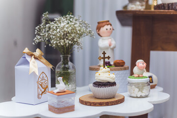birthday decoration, cookies, sweets, cake, chocolate, cupcake, snacks, flowers, religion concept