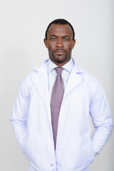 Portrait of handsome bearded African man doctor