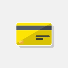 Credit card Yellow - White Stroke+Shadow icon vector isolated. Flat style vector illustration.