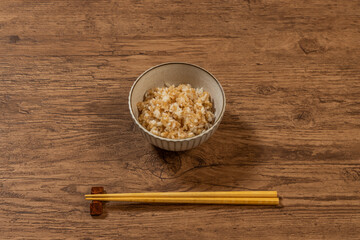 ご飯と味噌汁　Brown rice Japanese food
