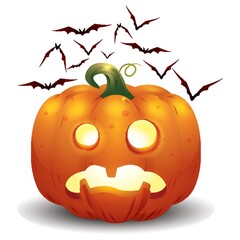 halloween pumpkin and bats