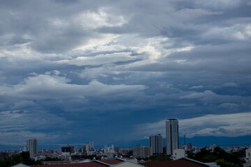 Fototapeta na wymiar 雨やんだ後の名古屋市の上空の風景