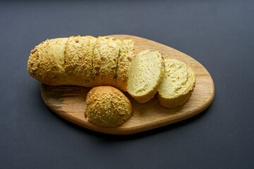 Italian fitness cornbread on gray background