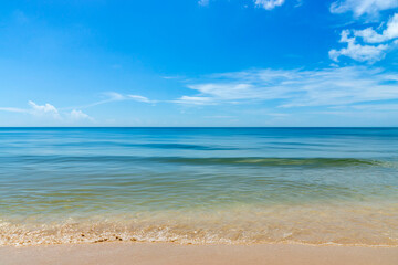 Fototapeta premium Beautiful sky on the beach with white clouds.