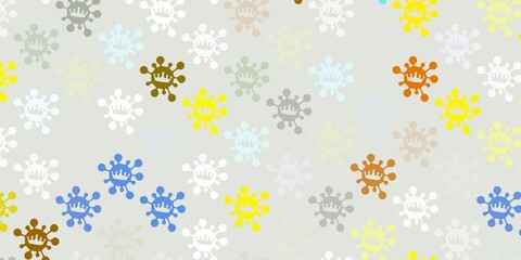 Light blue, yellow vector texture with disease symbols.