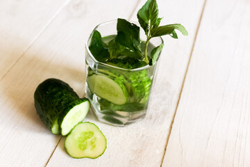 Summer refreshing drink with cucumber and mint.