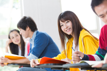 Asian College Student On Campus