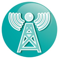 wireless tower with signal waves