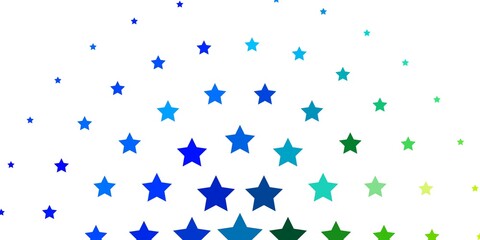 Light Blue, Green vector template with neon stars. Shining colorful illustration with small and big stars. Pattern for wrapping gifts.