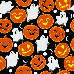 Halloween pattern on the black background