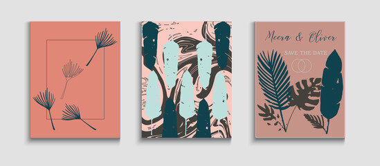Abstract Trendy Vector Covers Set. Hand Drawn Hipster Background. 