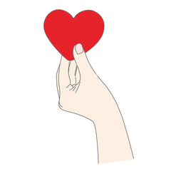 赤いハートを持つ女性の左手【ボディパーツ】