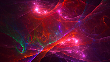 3D rendering abstract multicolor fractal light background