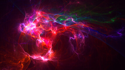 3D rendering abstract multicolor fractal light background
