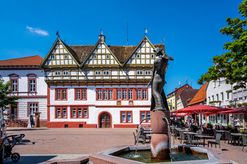 Marktplatz und Rathaus, Blomberg, Deutschland 
