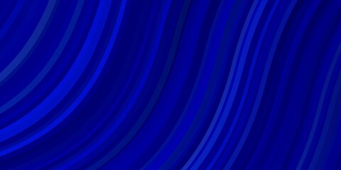 Dark BLUE vector background with wry lines. Gradient illustration in simple style with bows. Pattern for ads, commercials.