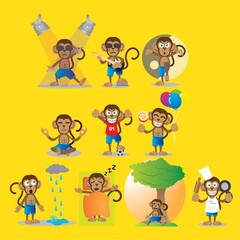monkey with different actions