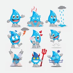 collection of water drops character