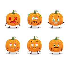 Pumpkin cartoon in character with nope expression