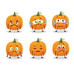 Pumpkin cartoon in character with sad expression