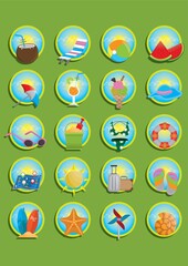 set of beach icons
