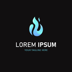 Blue Fire Logo Design. Abstract Logo Gradient Style