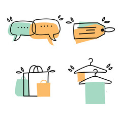 doodle shopping icon vector illustration
