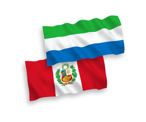 Flags of Peru and Sierra Leone on a white background