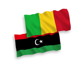 Flags of Mali and Libya on a white background