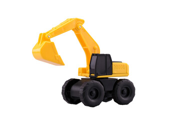 Heavy duty construction backhoe toy isolated with clipping path on white background.