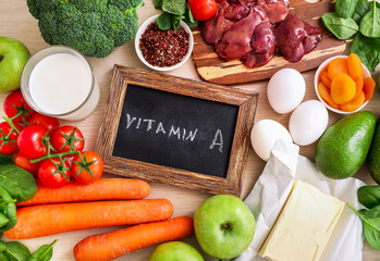 High vitamin A sources assortment - obrazy, fototapety, plakaty