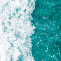 Fototapeta premium Aqua green ocean wave during summer tide, abstract sea nature background