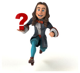 3D Illustration of a cartoon man in historical baroque costume
