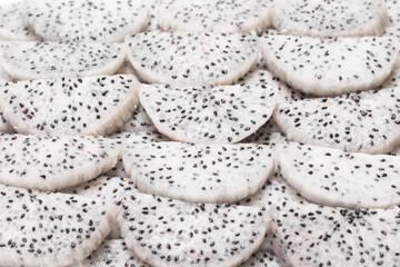 Sweet tasty dragon fruit or pitaya slices.