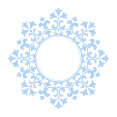 Decorative frame Elegant vector element for design in Eastern style, place for text. Floral blue border. Lace illustration for invitations and greeting cards