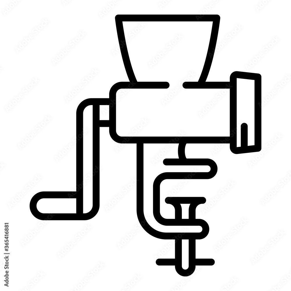 Poster manual meat grinder icon. outline manual meat grinder vector icon for web design isolated on white b
