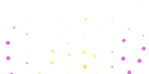 Light pink, yellow vector template with ice snowflakes.