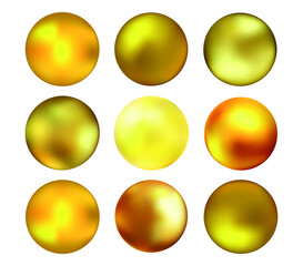 Set of gold 3d balls.