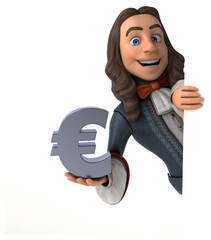 3D Illustration of a cartoon man in historical baroque costume