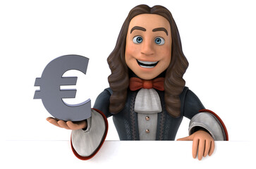 3D Illustration of a cartoon man in historical baroque costume