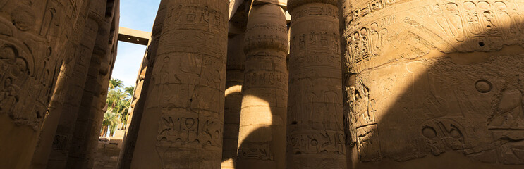 Karnak Temple, The ruins of the temple, Embossed hieroglyphs on the wall