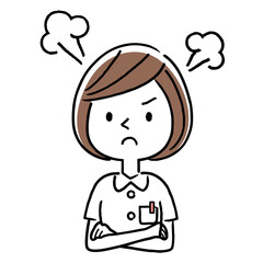 Vector illustration material: young woman nurse getting angry