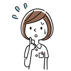 Vector Illustration Material: Young female nurse with a troubled expression