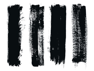 Set of grunge black paint brushes.